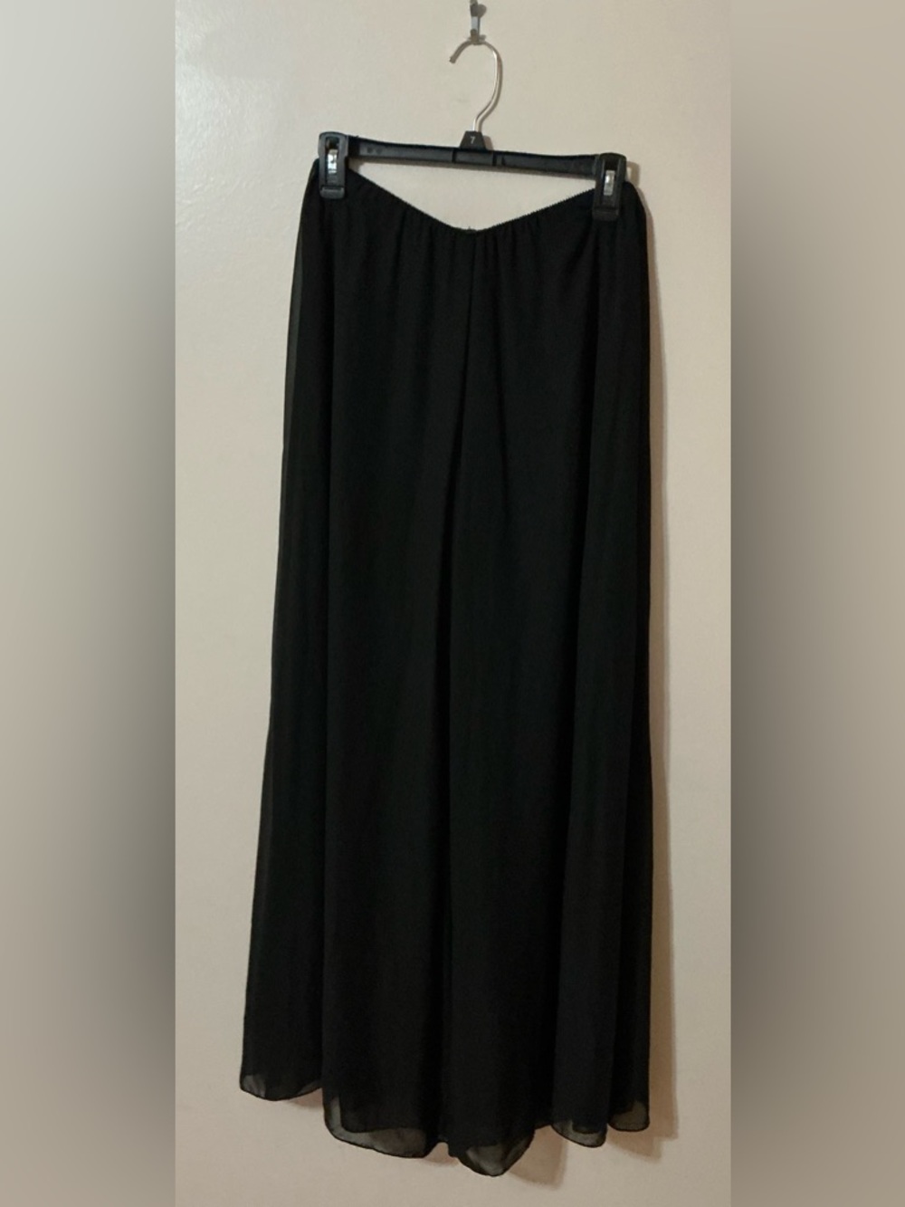 Patra Black Wide-leg Flowing Chiffon Palazzo Pants  Size 8  Elastic Waistband